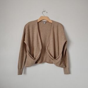 COS Knit Wrap Cardigan Sweater Wool Size XS Heathered Tan